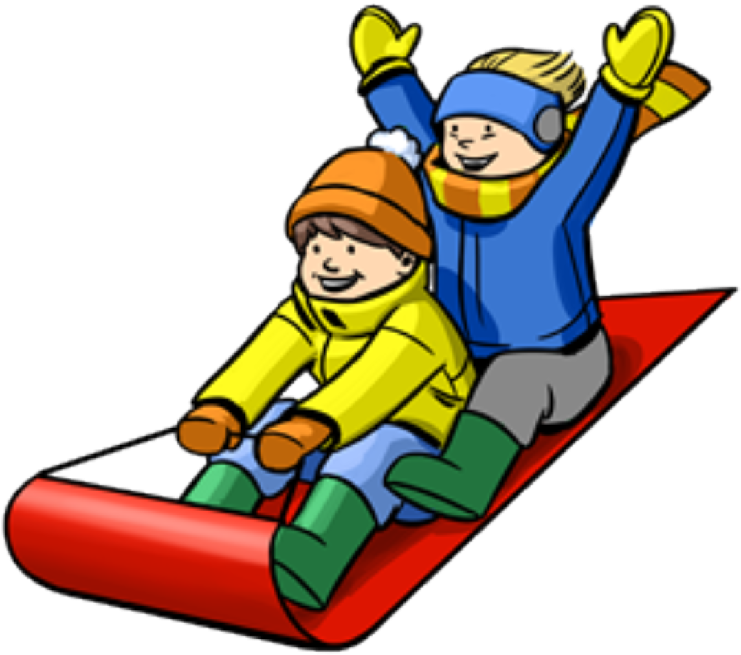 Winter Obstacle Course - Sledding Down A Hill Clipart (1250x1108), Png Download