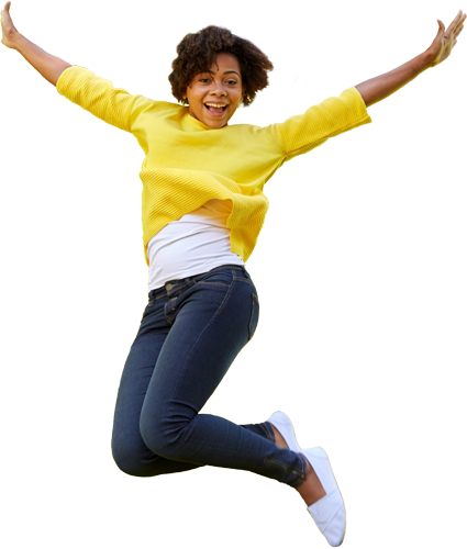 Banner - Woman Jumping Png Transparent (425x500), Png Download