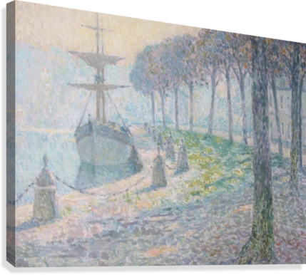 Niebla En La Midi Canvas Print - Großes Schneidebrett Henri Le Sidaner Docked Boat Big (429x386), Png Download