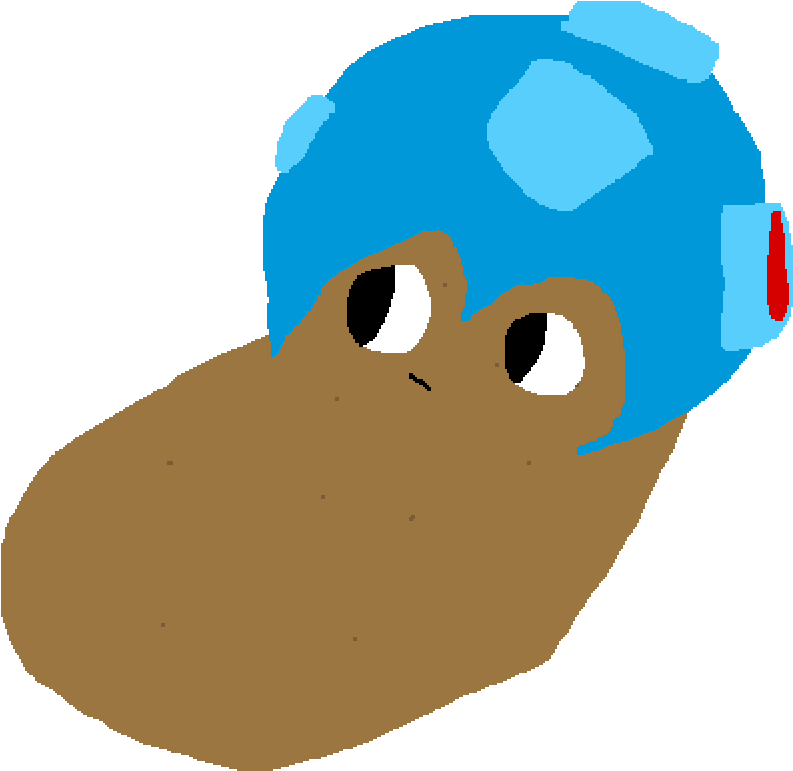 Very Weird Drawing A Potato With A Megaman Helmet - Drawing (1400x1300), Png Download