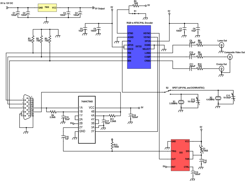 Ntsc To Pal Converter Schematic (800x600), Png Download