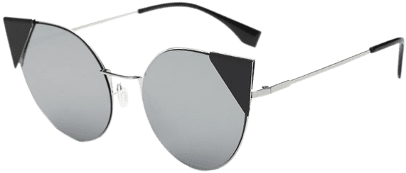 Triangle Insert Metal Cat Eye Mirrored Sunglasses - Triangle Insert Metal Cat Eye Mirrored Sunglasses - (600x798), Png Download