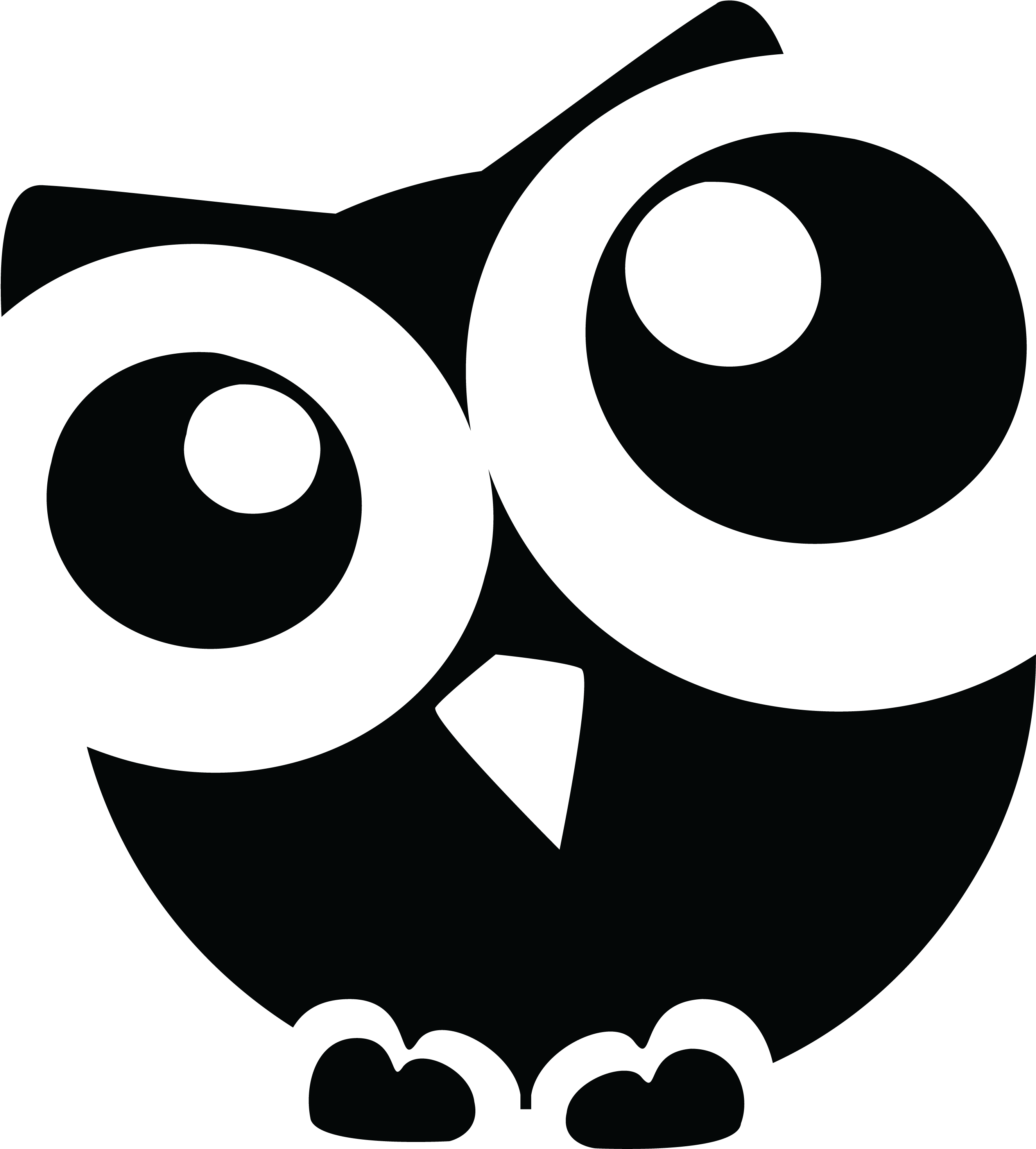 Free Clipart Of A Curious Owl Black White - Owl Png Black And White (4000x4000), Png Download
