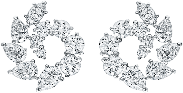 Harry Winston Lotus Cluster Earrings (1200x800), Png Download