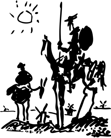 Don Quixote Picasso Wall Sticker - Picasso Sketch Don Quixote (374x465), Png Download