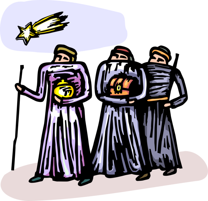 Vector Illustration Of Magi Three Wise Men Bearing - Vector Graphics (723x700), Png Download
