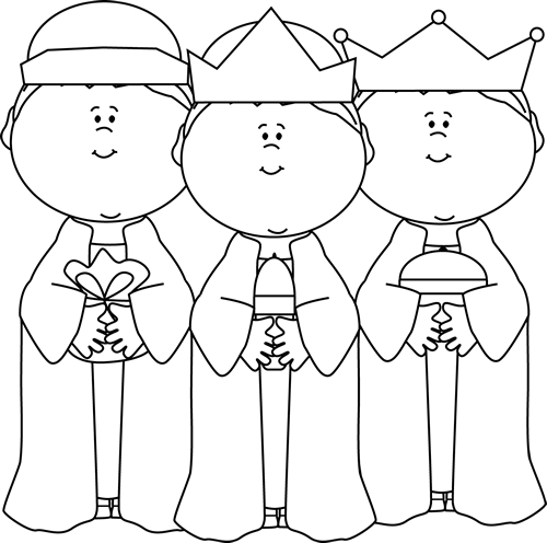 Black And White Three Wise Men Clip Art - Three Wise Men Black And White Clipart (500x496), Png Download