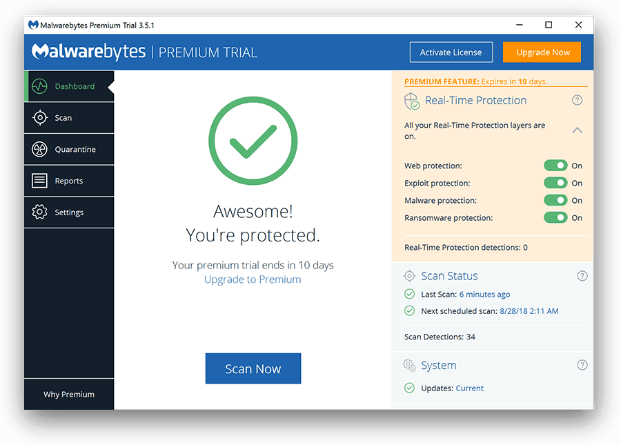 Malwarebytes Main - Malwarebytes 3.5 1 Key (900x645), Png Download