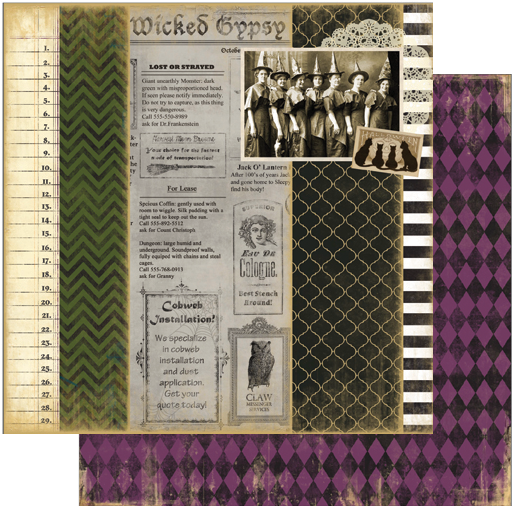 7gypsies - 7gypsies 19514 12x12 2 Sided Paper Wicked Gypsy: A (602x540), Png Download
