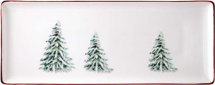 1 Oblong Serving Tray - Gien Filets Noel Dessert Plate 9 (711x600), Png Download