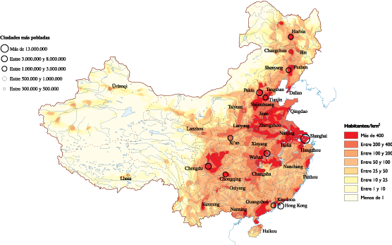 China Powerpoint Map Vector Wall Maps From Netmaps - China Population Map 2016 (556x347), Png Download