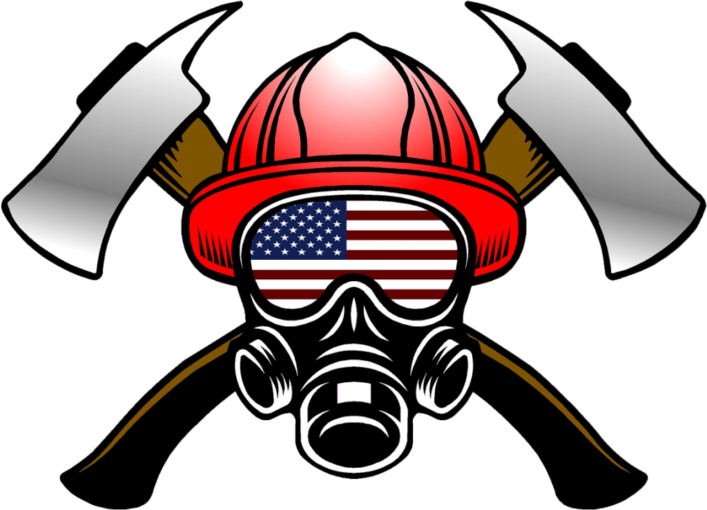 Fire Helmet Flag Decals - Decal (1024x797), Png Download
