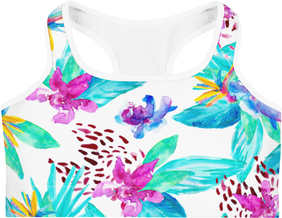 Sports Bra - Tropical - Coconut Cheeks - Coconut (1000x1000), Png Download