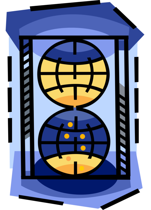 Vector Illustration Of Globe Hourglass Or Sandglass, (506x700), Png Download