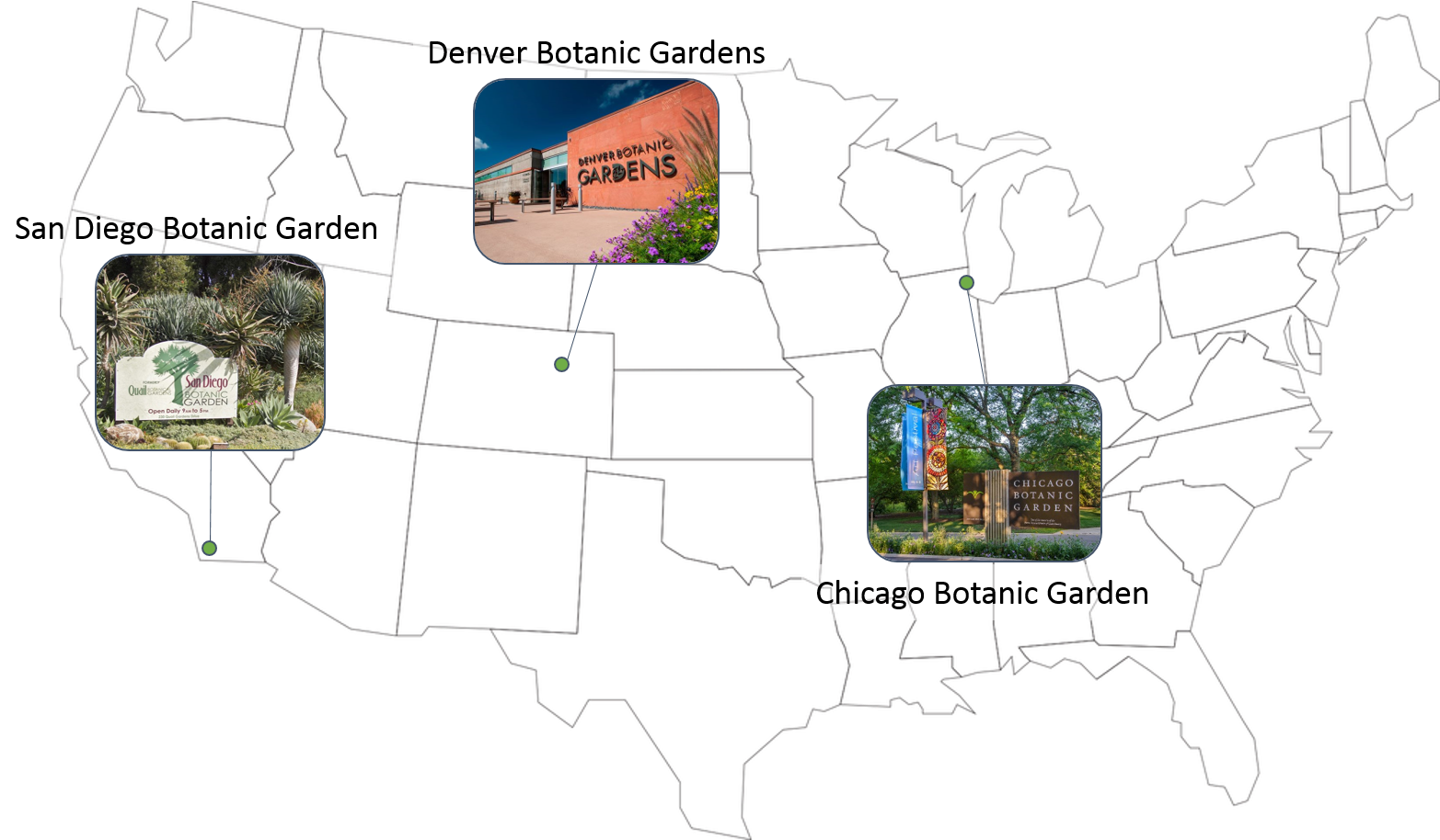 Map Of Locations Of Budburst-nativars Partner Gardens - Garden (1572x913), Png Download