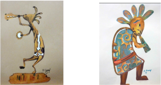 Kokopelli Dancer 1, Oil Pastel, Framed $100 Kokopelli - Kokopelli (560x295), Png Download