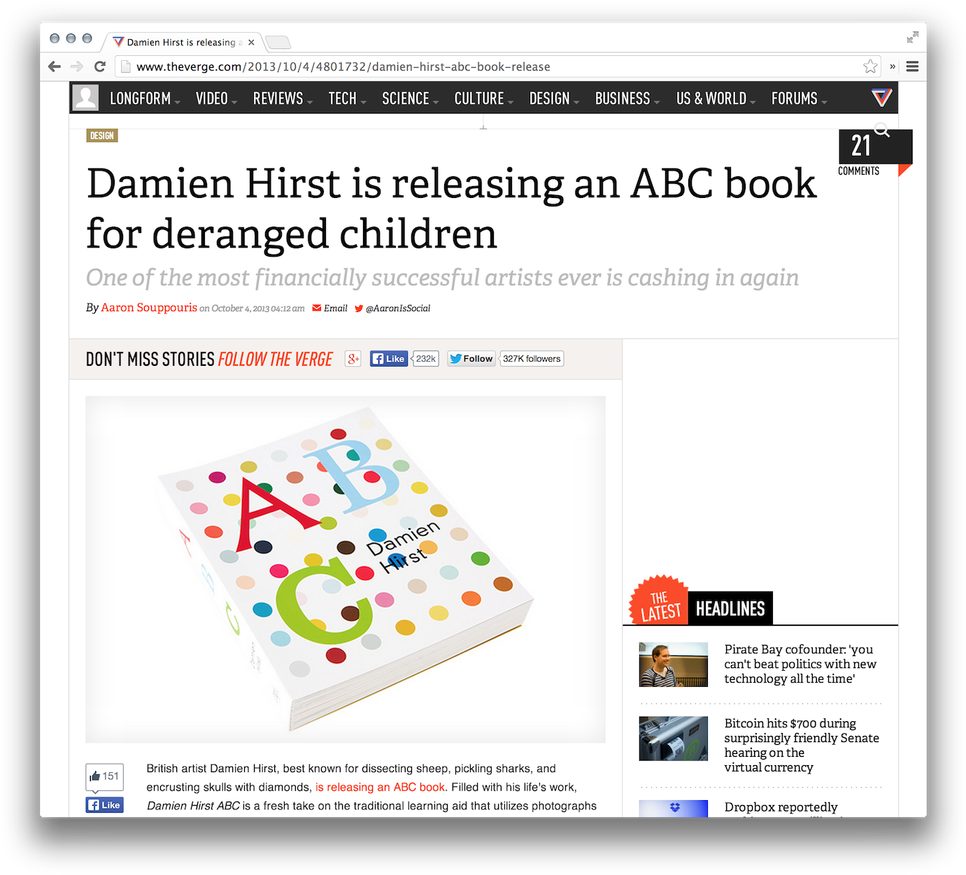 The Verge Logo And Website - Damien Hirst Abc (1400x1268), Png Download