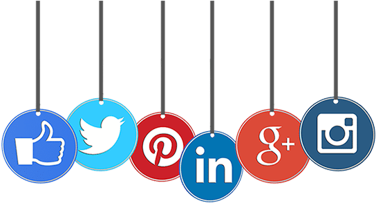 Social Media Advertising - Social Media Icon Hanging (555x400), Png Download
