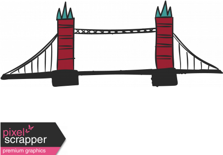 Tower Bridge Color Illustration - Digital Scrapbooking (456x456), Png Download