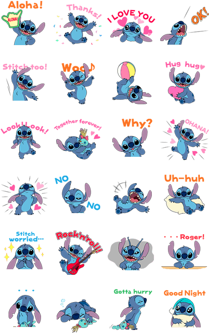 20160226line Stickers - Line Sticker Stitch (420x673), Png Download