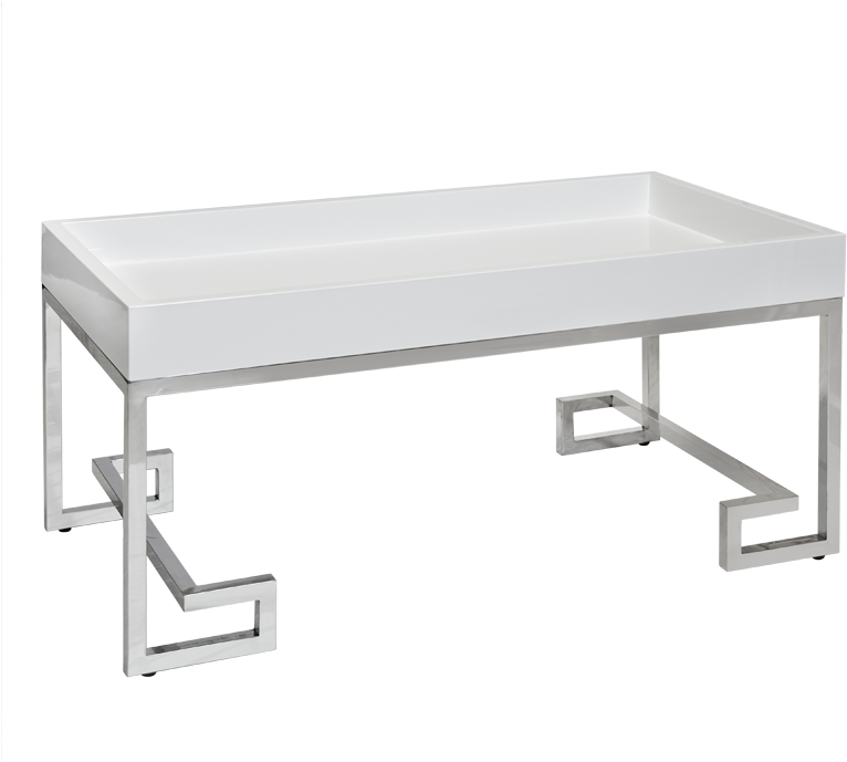 Greek Key Coffee Table - Worlds Away Lacquer Tray With Greek Key Base Conrad (800x800), Png Download