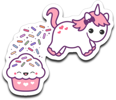 Unicorn Pooping On Cupcake Stickers - Unicorn Pooping Sprinkles (480x365), Png Download