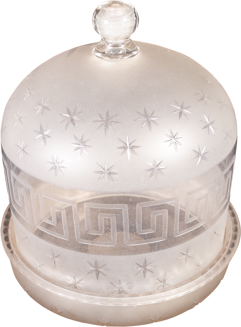Regency Star Cut And Greek Key Etched Glass Cheese - Dome (1024x1316), Png Download