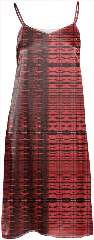 Modern Red Black Tech Ovals Pattern $114 - Day Dress (400x821), Png Download
