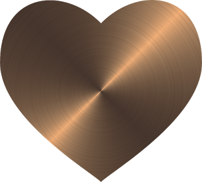 Wide Heart Flat Brushed Circular Copper Metallic Metal - Heart (400x359), Png Download