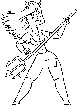 Dibujo De Mujer Disfrazada De Demonio Para Colorear - Drawing (600x470), Png Download