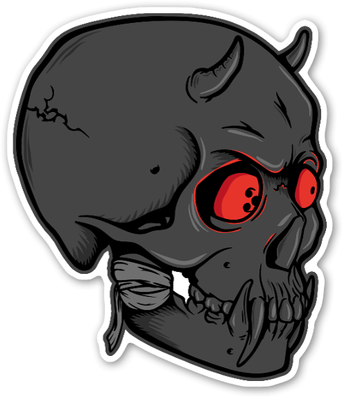 Calavera Demonio Perfil Pegatina - Stickers De Demonio (524x600), Png Download