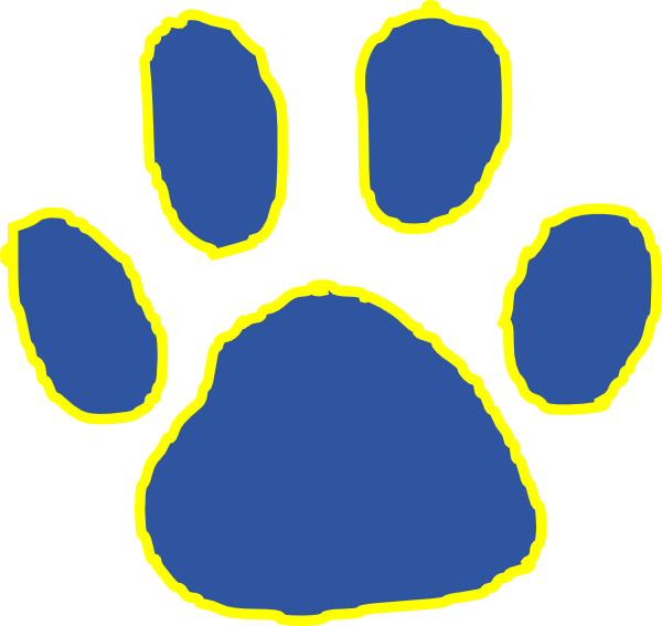 Tiger Paw - Paw Print Blue And Gold (600x567), Png Download