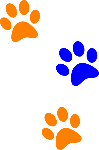 Orange And Blue Paw (390x592), Png Download