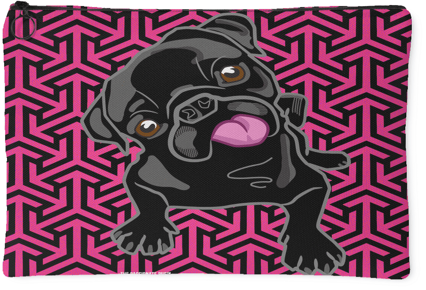 Black Pug Makeup Pouch Pink Arrows - Pug (1024x1024), Png Download