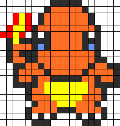Charmander Perler Bead Pattern / Bead Sprite - Amazing Pokemon Math: Cool Math Activity Book (400x421), Png Download