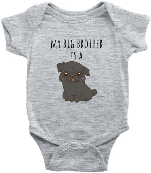 My Big Brother Is A Black Pug Infant Cloth Baby Onesie - Infant Bodysuit (600x600), Png Download