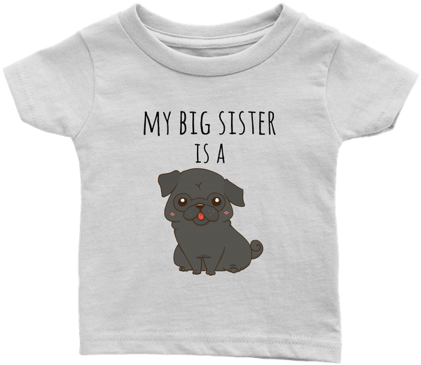 My Big Sister Is A Black Pug Baby T-shirt, Funny Dog - Daughter Full Charged T-shirts And Onesie (600x600), Png Download