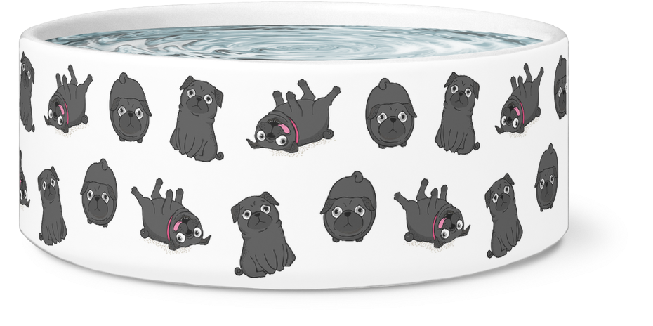Black Pugs Dog Bowl - Pug (1024x1024), Png Download