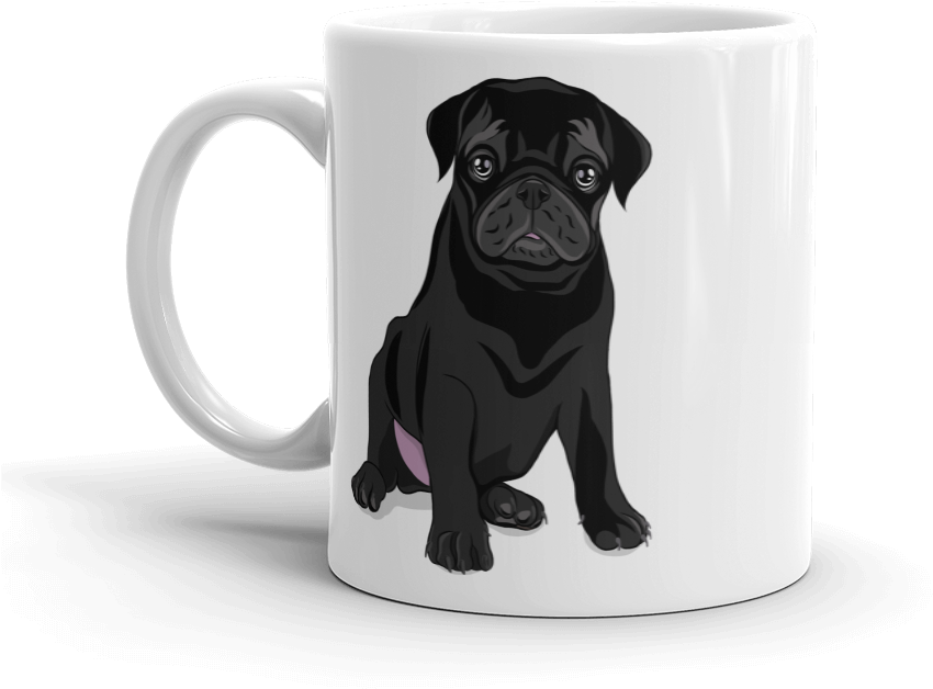 Black Pug Butt Mug - Perro Pug Negro Dibujo (1000x1000), Png Download