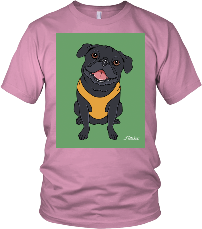 Black Pug Dog T-shirt - Apyr On A Unicycle (800x800), Png Download
