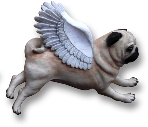 Pugs Might Fly Wall Hangings Set Of 3 Hand Painted - Pug With Wings Png (480x480), Png Download