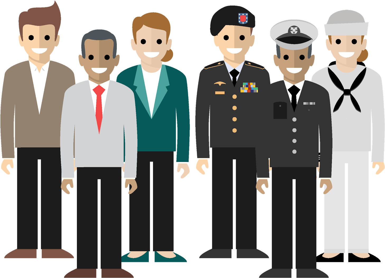 A Group Of Civilian Professionals And A Group Of Veterans - Veteran (1600x1145), Png Download