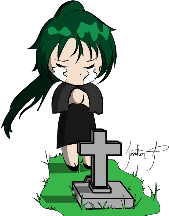 Crying Chibi Girl Crying At A Gravestone By 14jonathan - Anime Girl Crying Chibi (612x792), Png Download