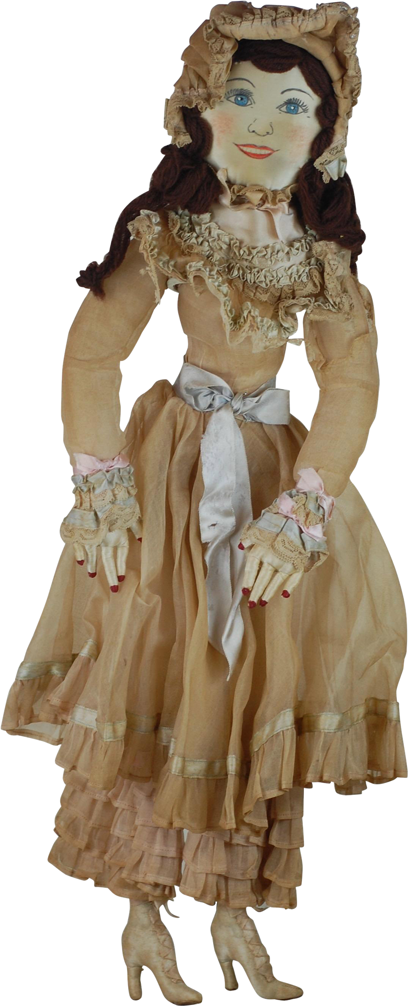 28 Inch 1930s Cloth Body Painted Face Bed Doll Rag - Doll (2048x2048), Png Download