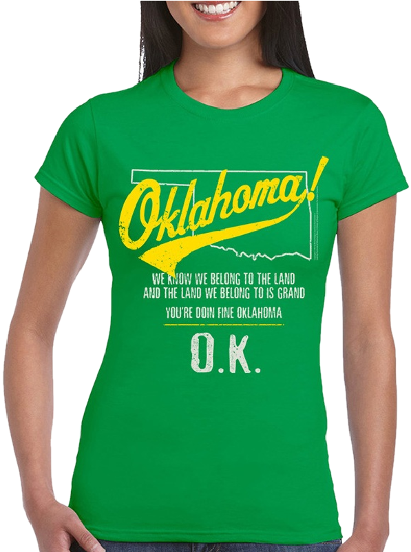 800 X 800 Png 827kb, Oklahoma Ladies Irish Green Tee- - Oklahoma Musical Womens T Shirt (800x800), Png Download