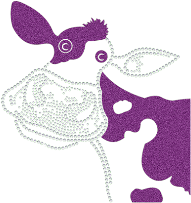 Bling Cute Cow With Rhinestone & Hot Fix Fabric Combination - Illustration (415x415), Png Download
