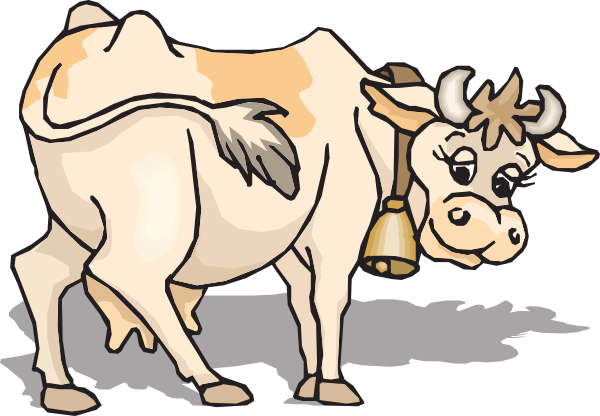 Cute Brown Cow Standing Isolated - Cow Clip Art Gif (600x416), Png Download