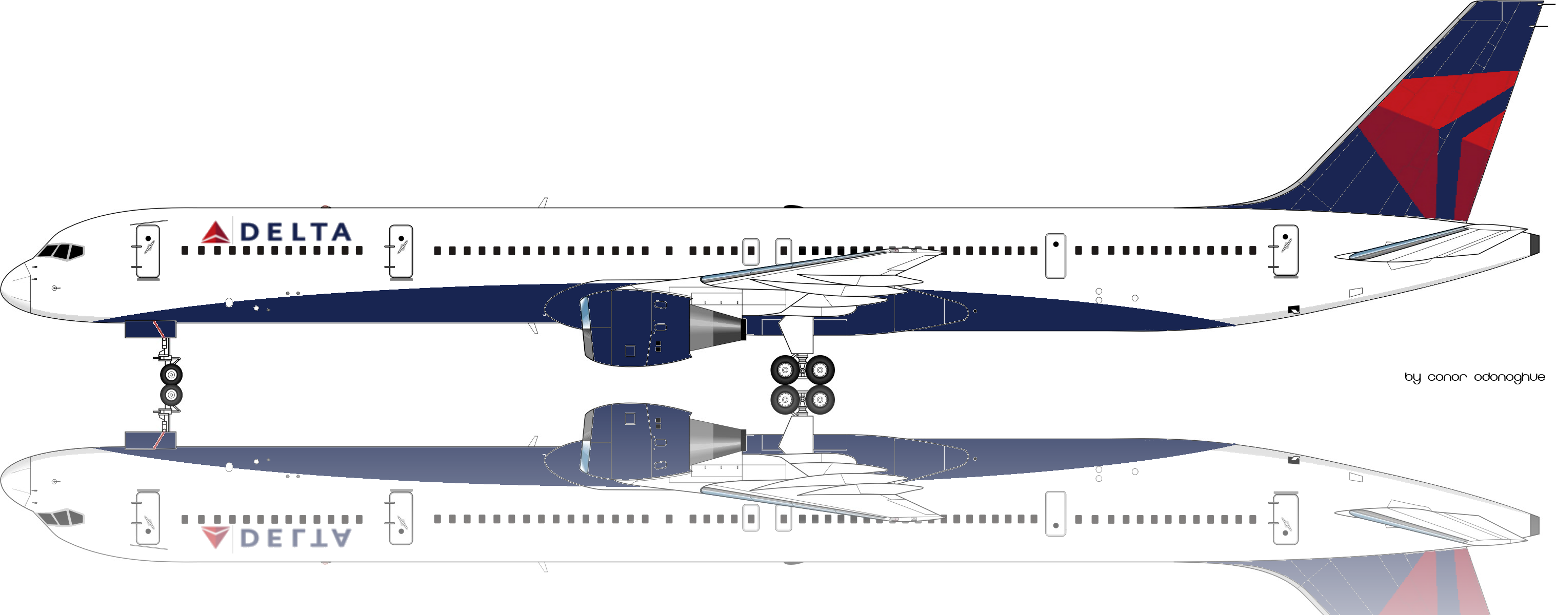 Delta Airlines 757-300 - B757 300 Png (3034x1200), Png Download