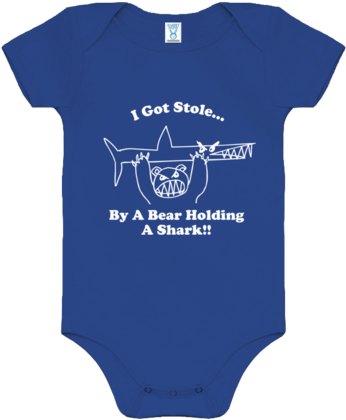 Bear Holding A Shark Onesie - Baby Oncesie Transparent Background (480x429), Png Download