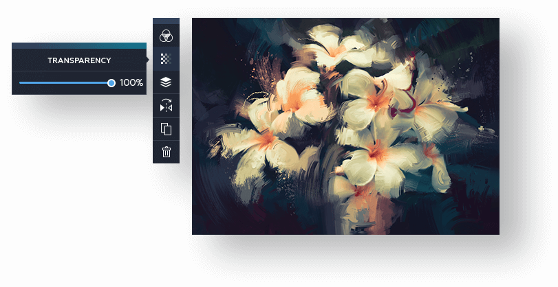 Transparency Layers Editor Preview - Art Print: White Flowers In The Dark, 32x32cm. (811x418), Png Download